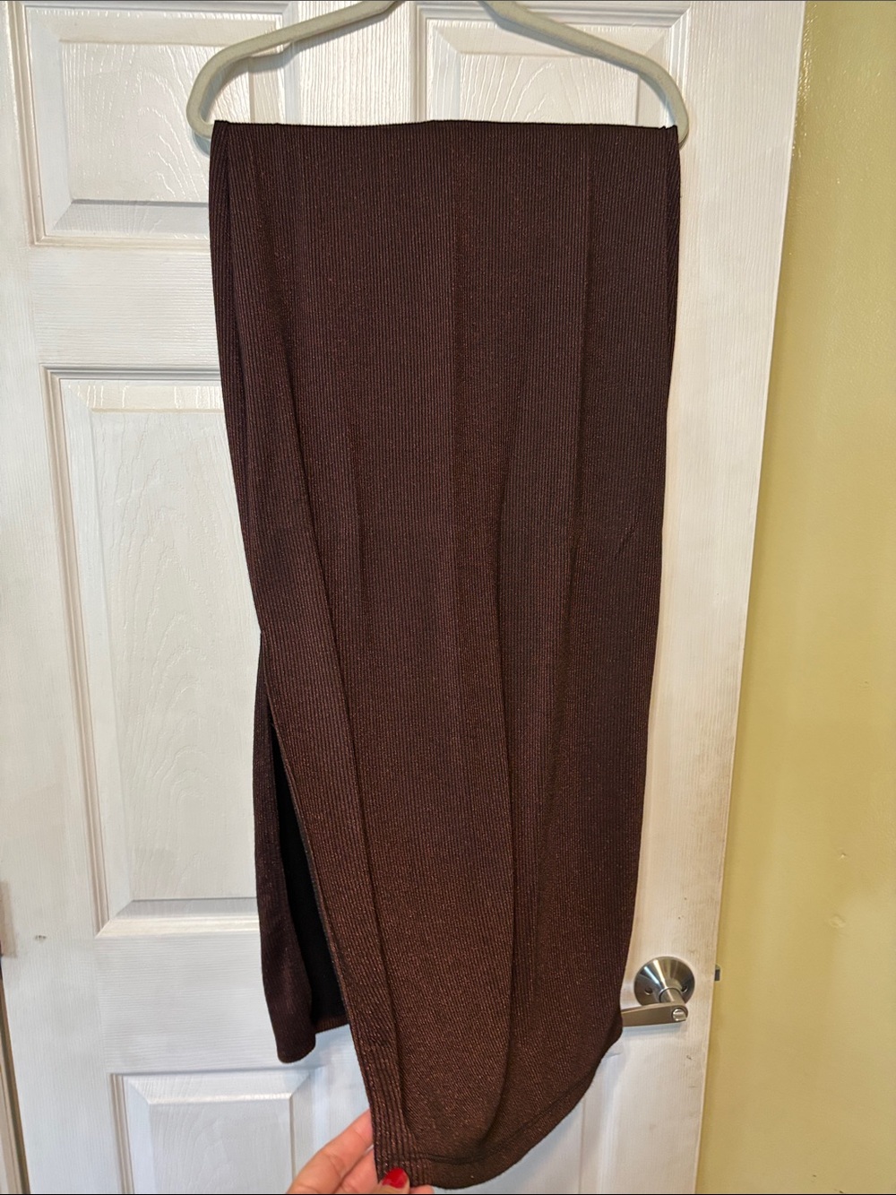 Old Navy L Dark Brown Ribbed Midi Skirt